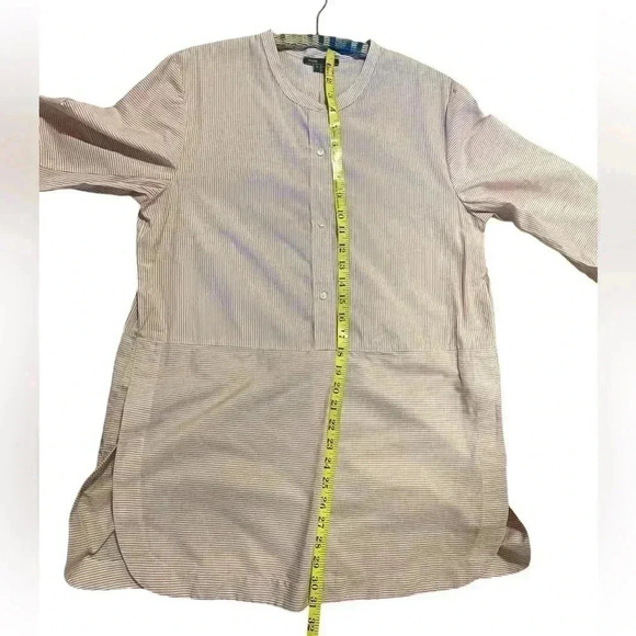 Vince button front tunic pin stripe red white 3/4 sleeve large - Picture 6 of 11